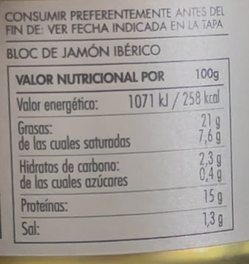 Bloc de Jamón Ibérico. Etxenike.