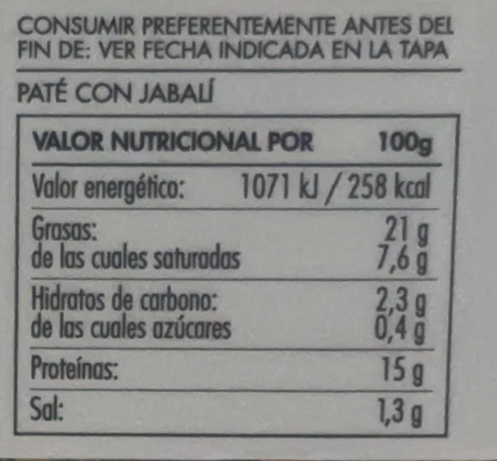 Paté de Jabalí. Etxenike.